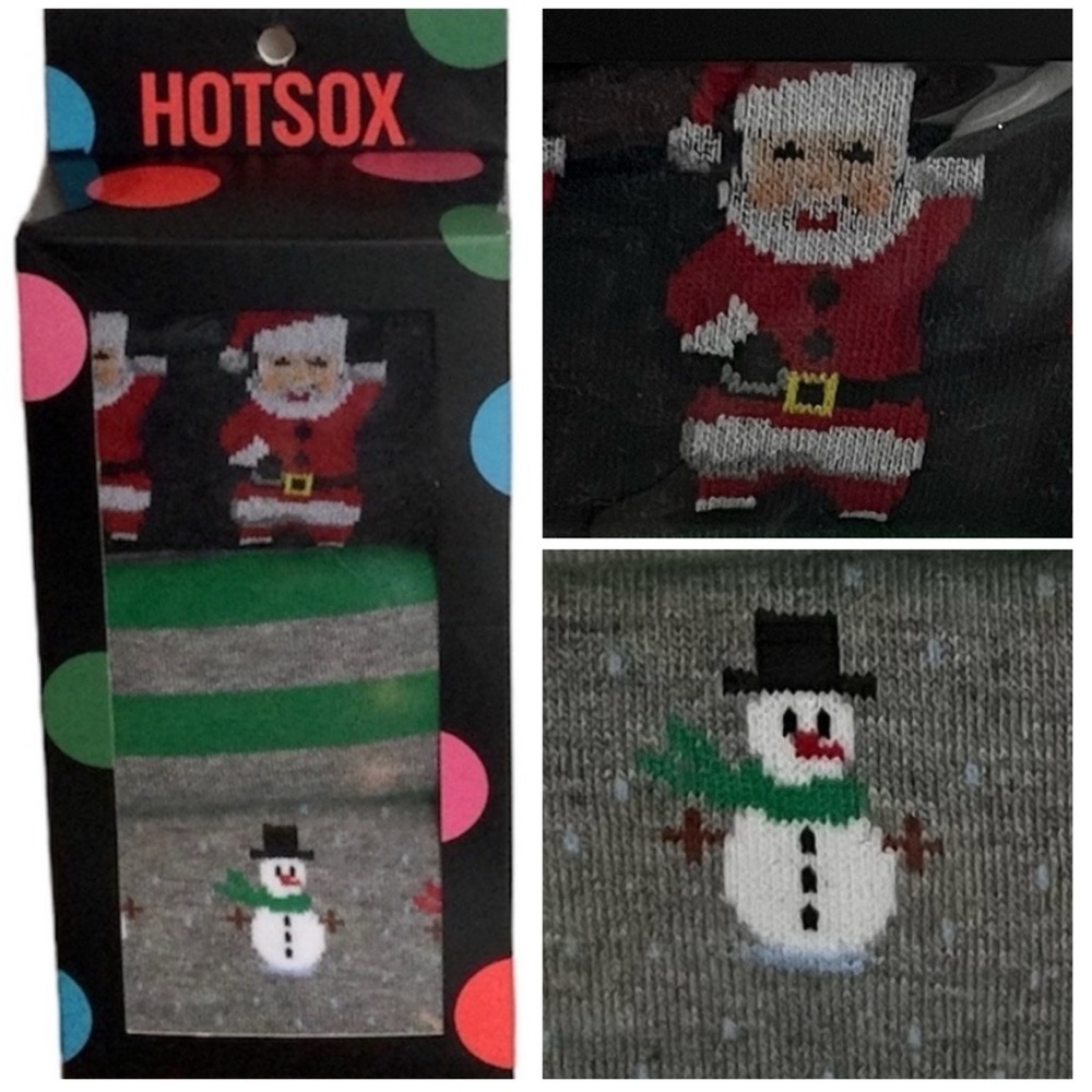 Hotsox Men’s 3-Pack Holiday Crew Socks Gift Set 10-13 Santa - Snowmen Christmas